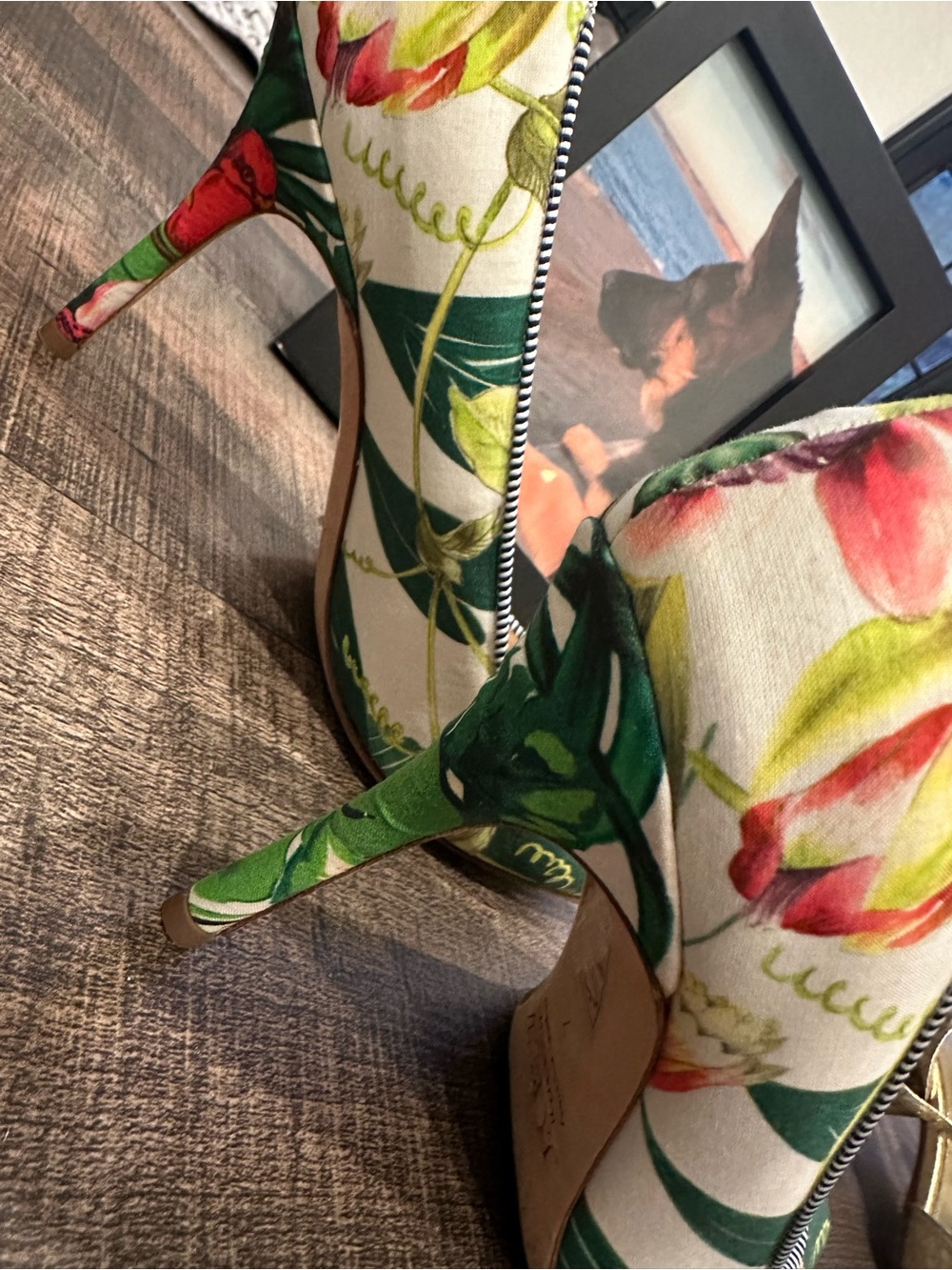 J. Crew Green and White Floral Pointed-Toe Pumps - Picture 6 of 12